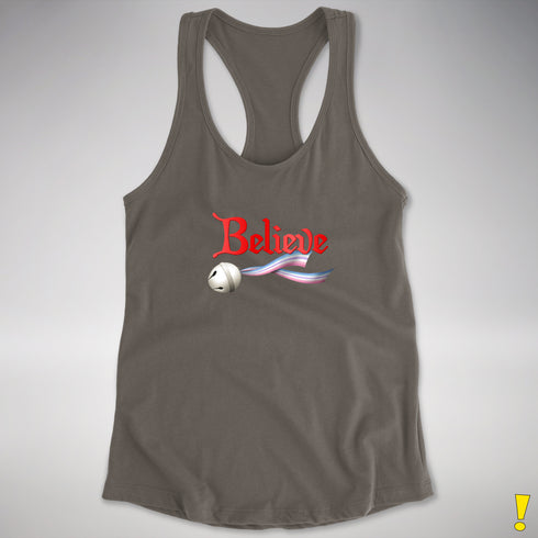 Believe Bigender Pride Flag Jingle Bell Racerback Tank - Dark Grey
